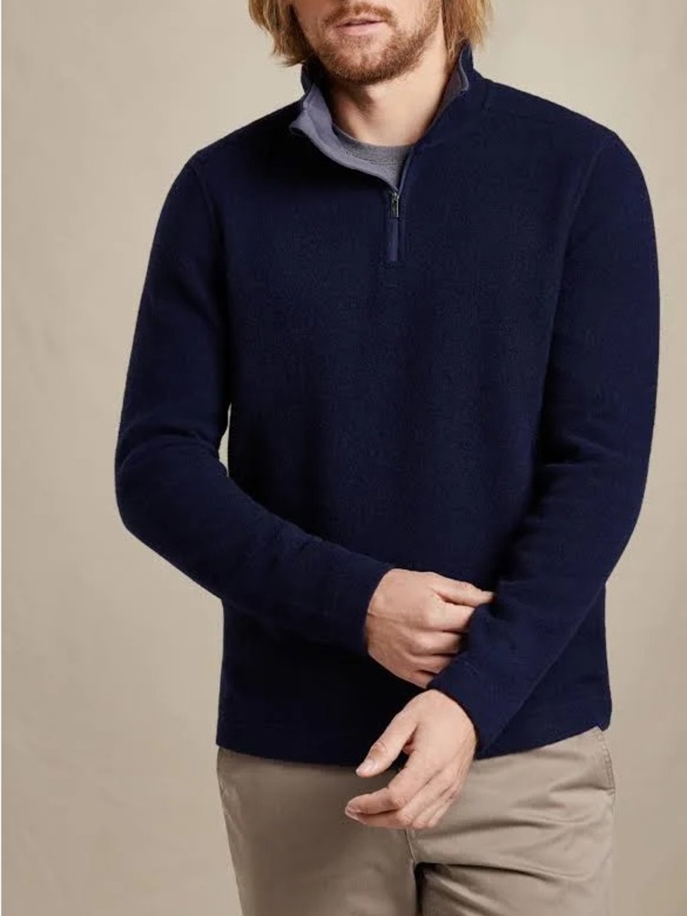 Toad & Co. Men’s Kennicott Wool Blend 1/4 Zip Sweater Navy Blue XL Pullover